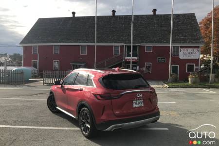 The 2020 Infiniti QX50, in front of the Fisheries Museum of the Atlantic, in Lunenberg